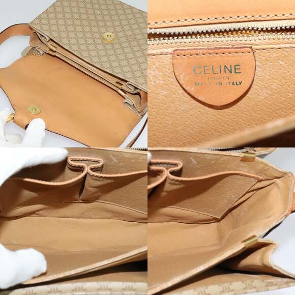 CELINE Macadam Canvas Shoulder Bag Pvc Beige Gold - Picture 11 of 12